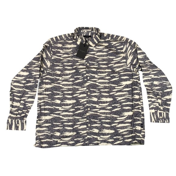 Ted Baker Other - Ted Baker London Zebra Print LS Button Up Navy White Size 7 Men's XXXL NEW